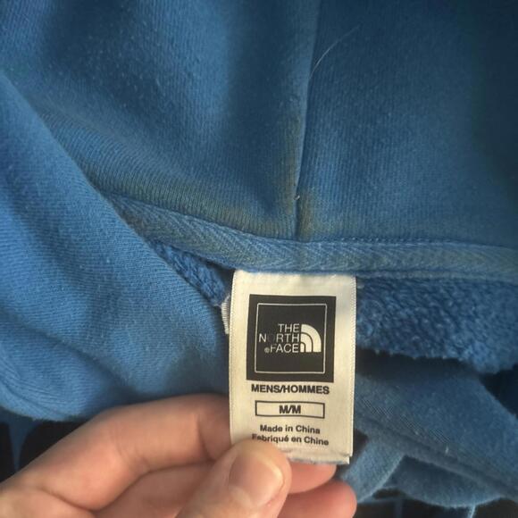 The North Face Sweatshirt Men's Size Medium Hoodie Blue Hoodie Front Logo Fleece - Picture 4 of 5